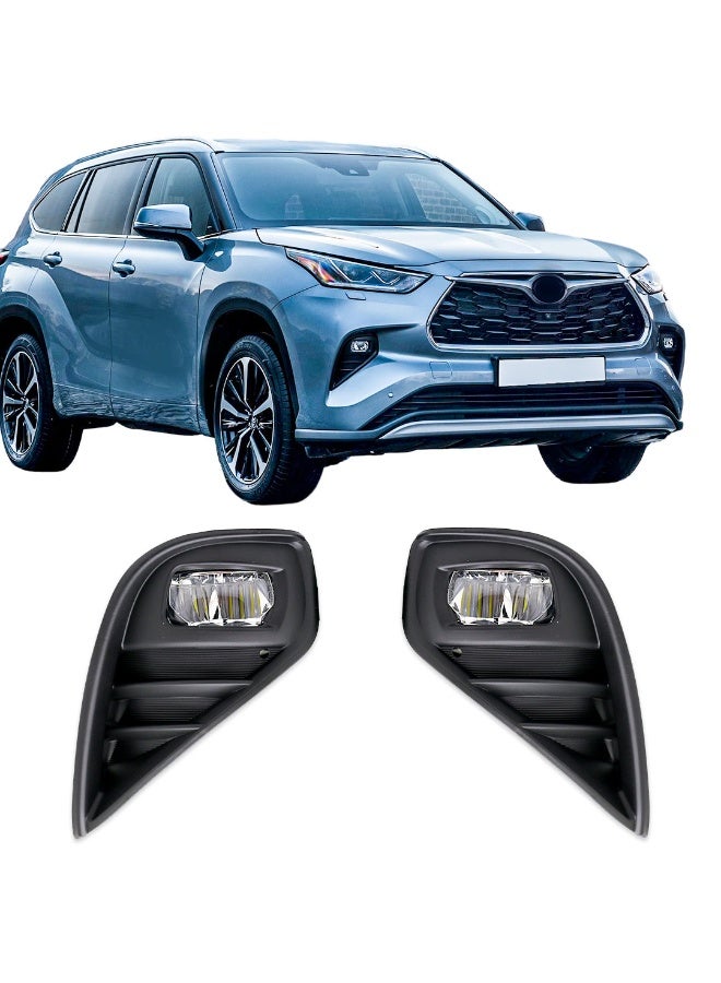 DLAA Pack of 2 Front TY2393L-3 LED Fog Lamp with Black Frame, Wires & Switch Suitable for High Lander 2019-ON | 1 Year International Warranty - Image 1